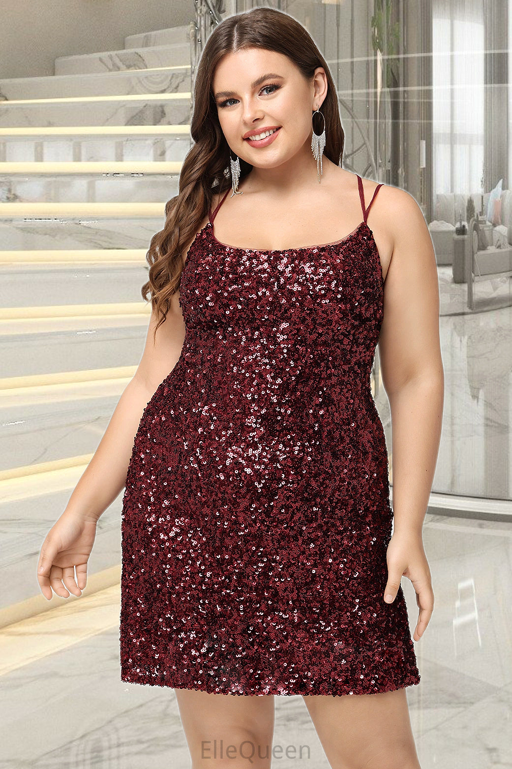 Norah Bodycon Scoop Short/Mini Sequin Homecoming Dress With Sequins DGP0020489