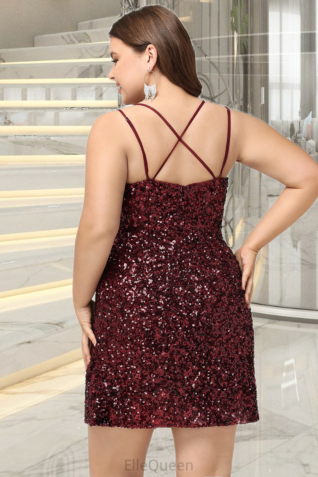 Norah Bodycon Scoop Short/Mini Sequin Homecoming Dress With Sequins DGP0020489