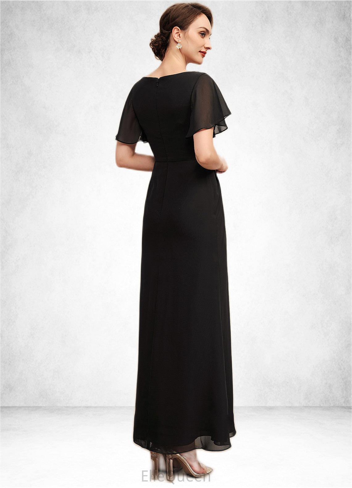 Bella A-Line Scoop Neck Ankle-Length Chiffon Mother of the Bride Dress With Ruffle Beading DG126P0014533