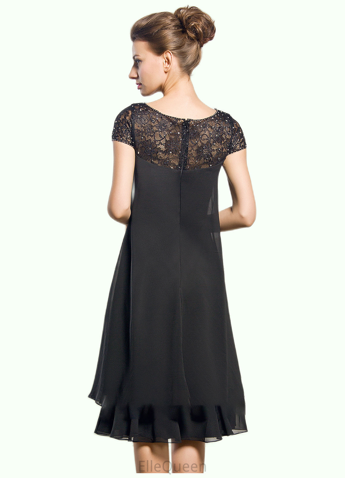 Emerson Empire Scoop Neck Knee-Length Chiffon Mother of the Bride Dress With Beading Sequins DG126P0014537