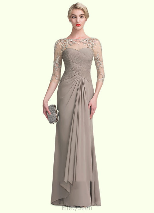 Nayeli A-Line Scoop Neck Floor-Length Chiffon Lace Mother of the Bride Dress With Beading Sequins Cascading Ruffles DG126P0014551