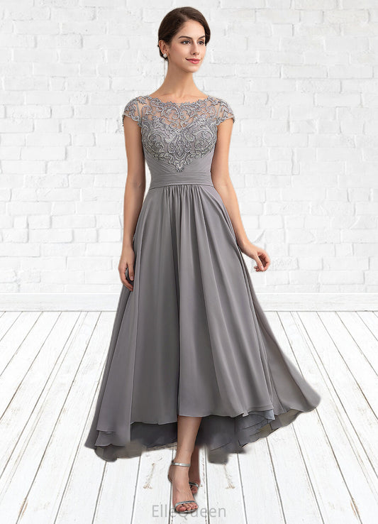 Brooklyn A-Line Scoop Neck Asymmetrical Chiffon Lace Mother of the Bride Dress DG126P0014556