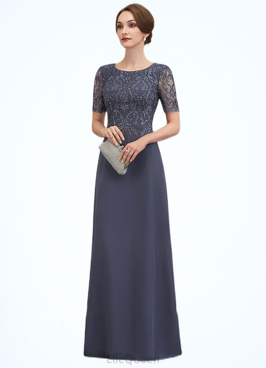Kinsley A-Line Scoop Neck Floor-Length Chiffon Lace Mother of the Bride Dress DG126P0014568