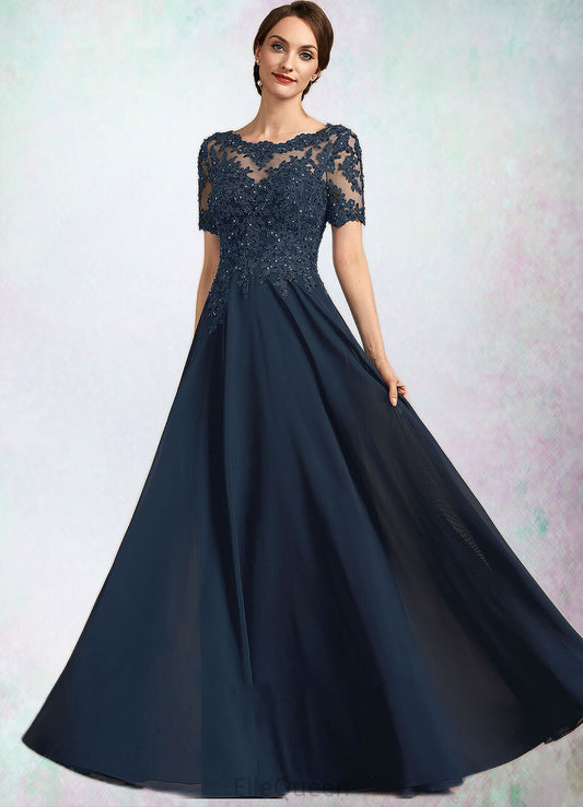 Skylar A-Line Scoop Neck Floor-Length Chiffon Lace Mother of the Bride Dress With Beading Sequins DG126P0014577