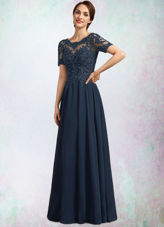 Skylar A-Line Scoop Neck Floor-Length Chiffon Lace Mother of the Bride Dress With Beading Sequins DG126P0014577