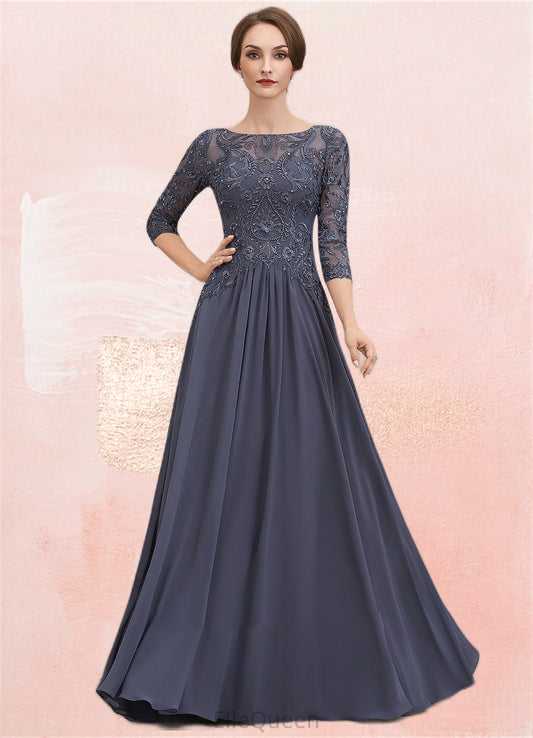 Bella A-Line Scoop Neck Floor-Length Chiffon Lace Mother of the Bride Dress With Beading Sequins DG126P0014578