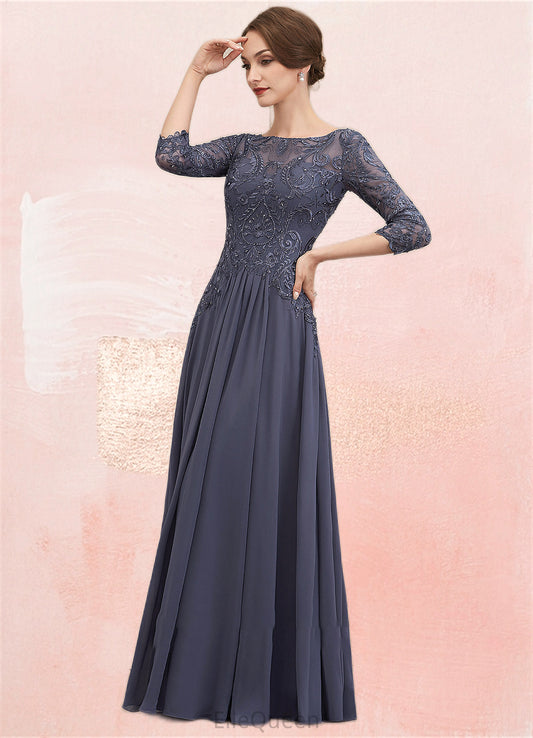 Bella A-Line Scoop Neck Floor-Length Chiffon Lace Mother of the Bride Dress With Beading Sequins DG126P0014578