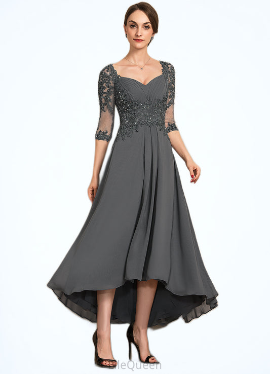 Zara A-Line Sweetheart Asymmetrical Chiffon Lace Mother of the Bride Dress With Beading Sequins DG126P0014579