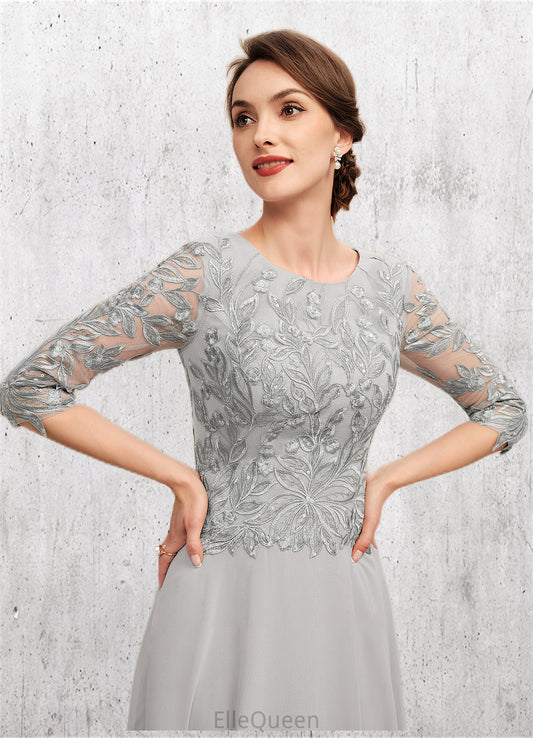 Viviana A-Line Scoop Neck Tea-Length Chiffon Lace Mother of the Bride Dress With Sequins DG126P0014580