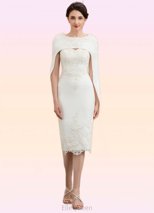 Yareli Sheath/Column Sweetheart Knee-Length Lace Stretch Crepe Mother of the Bride Dress With Beading DG126P0014973
