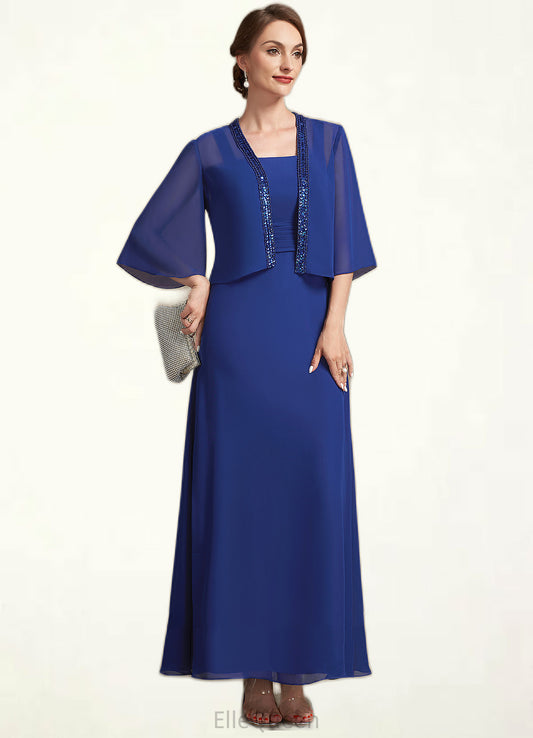 Brenna A-Line Square Neckline Ankle-Length Chiffon Mother of the Bride Dress With Ruffle DG126P0014982