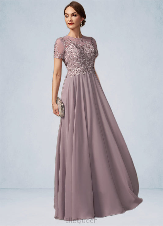 Deanna A-Line Scoop Neck Floor-Length Chiffon Lace Mother of the Bride Dress With Beading Sequins DG126P0014987
