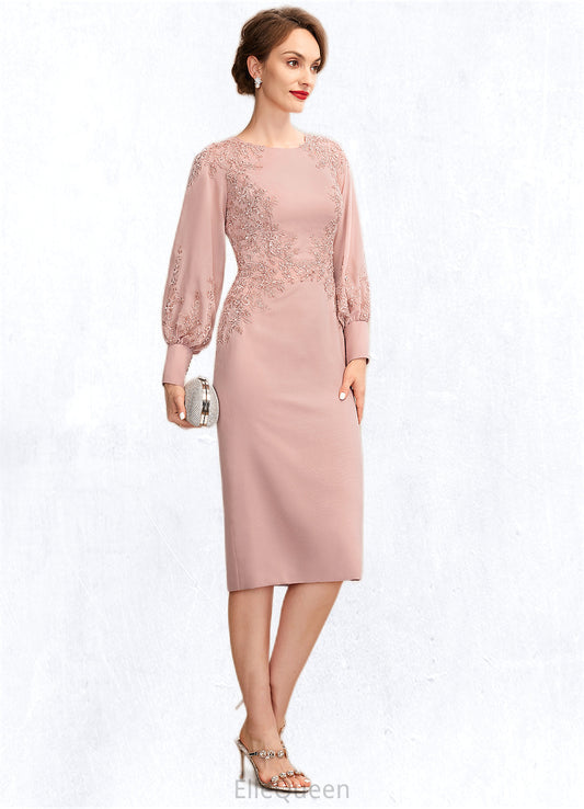 Kaylen Sheath/Column Scoop Neck Knee-Length Chiffon Lace Mother of the Bride Dress With Beading Sequins DG126P0015020