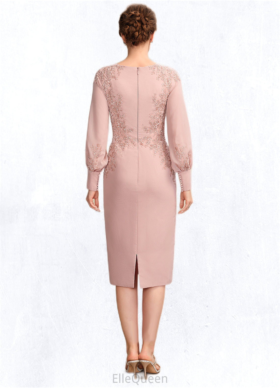 Kaylen Sheath/Column Scoop Neck Knee-Length Chiffon Lace Mother of the Bride Dress With Beading Sequins DG126P0015020