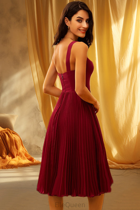 Kaliyah A-line Square Knee-Length Chiffon Homecoming Dress With Pleated DGP0020530