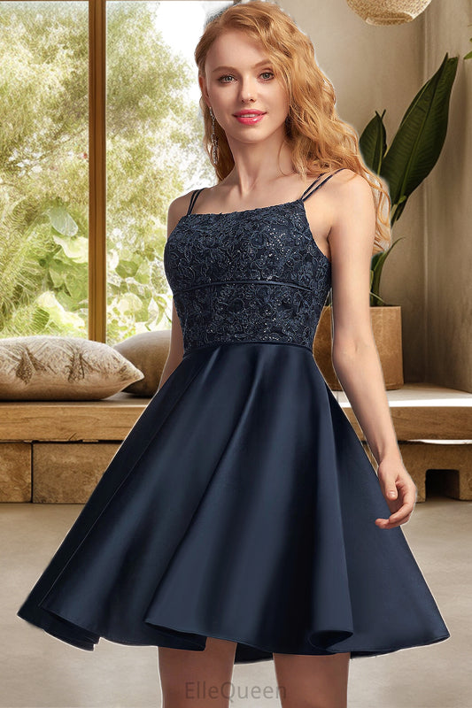 Tania A-line Square Short/Mini Satin Homecoming Dress DGP0020553