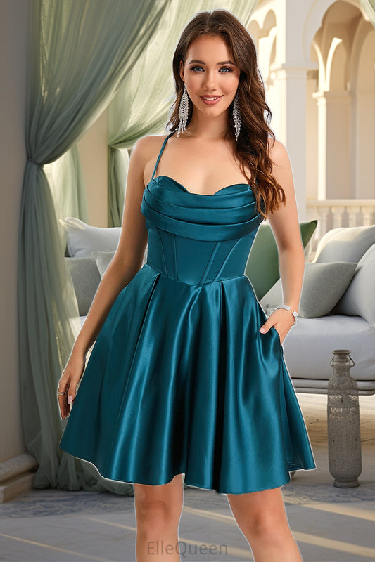Julia A-line Sweetheart Short/Mini Satin Homecoming Dress DGP0020478