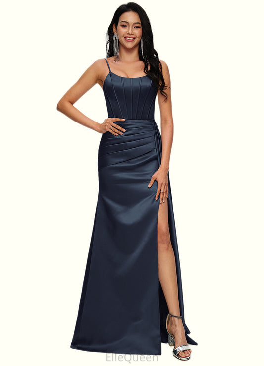 Kailey Sheath/Column Scoop Floor-Length Satin Prom Dresses DGP0022196