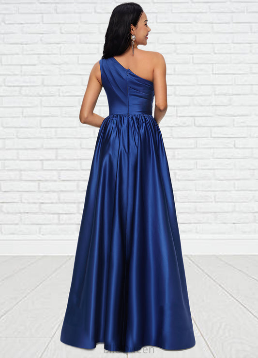 Jacey Ball-Gown/Princess One Shoulder Floor-Length Satin Prom Dresses DGP0022201