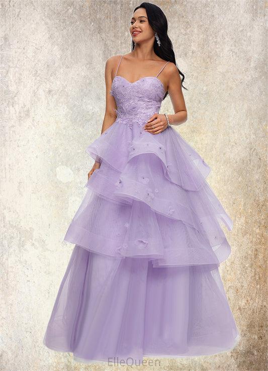 Leilani Ball-Gown/Princess Sweetheart Floor-Length Tulle Prom Dresses With Beading Sequins DGP0022204