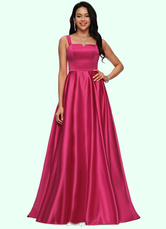Amelie Ball-Gown/Princess V-Neck Sweep Train Satin Prom Dresses DGP0022215