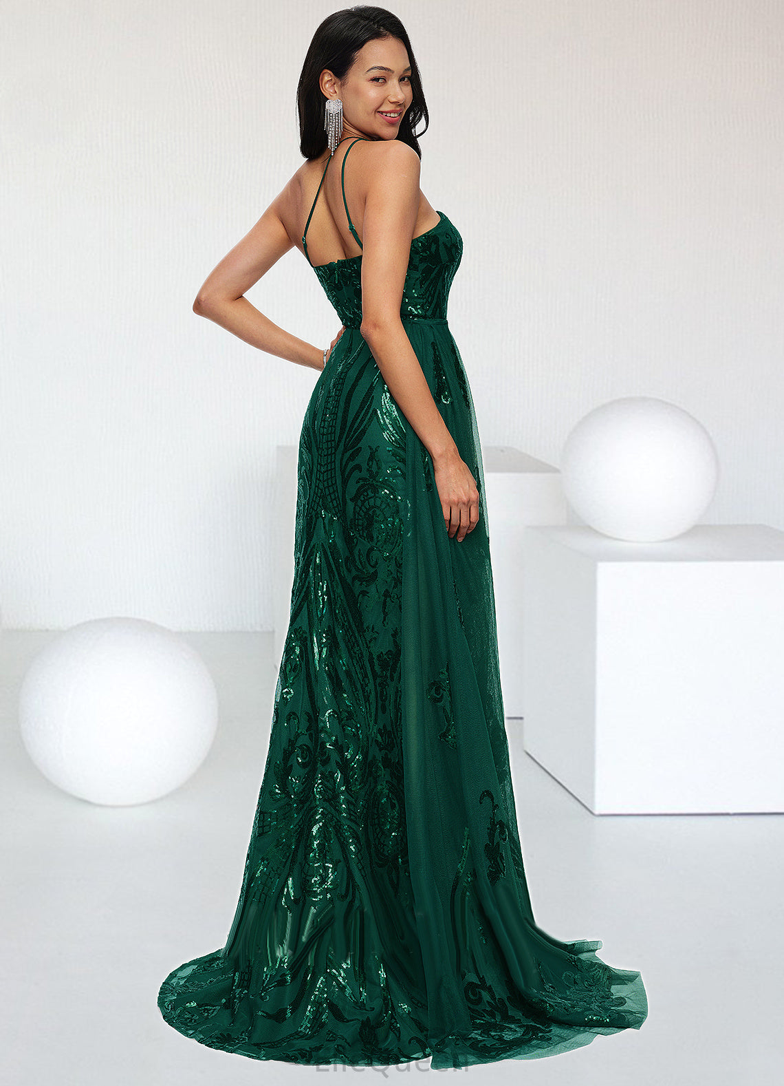 Kiana Trumpet/Mermaid One Shoulder Sweep Train Sequin Prom Dresses With Sequins DGP0022226