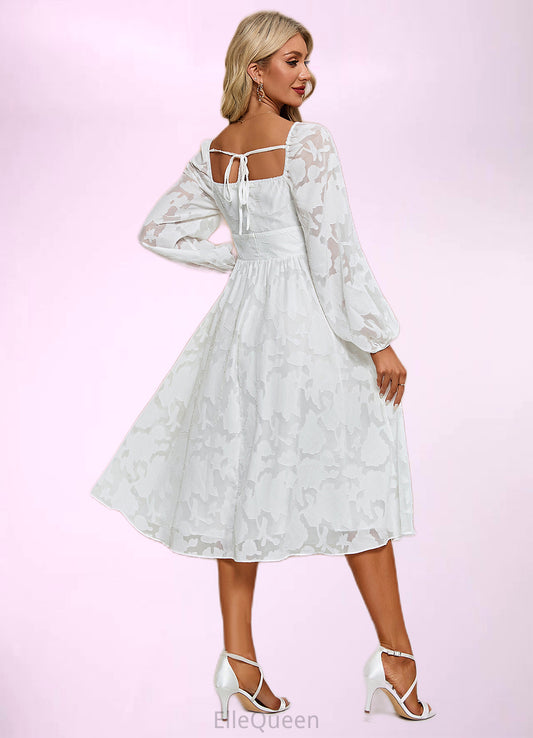 Tina Flower Jacquard Square Elegant A-line Chiffon Midi Dresses DGP0022252