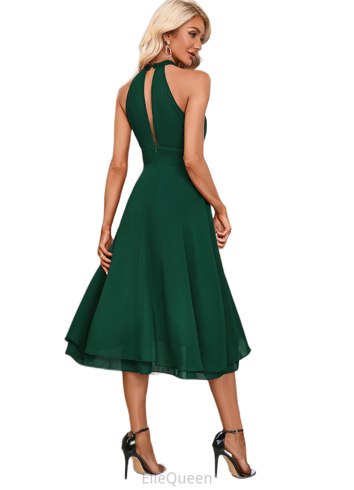 Elianna High Neck Elegant A-line Chiffon Asymmetrical Dresses DGP0022253