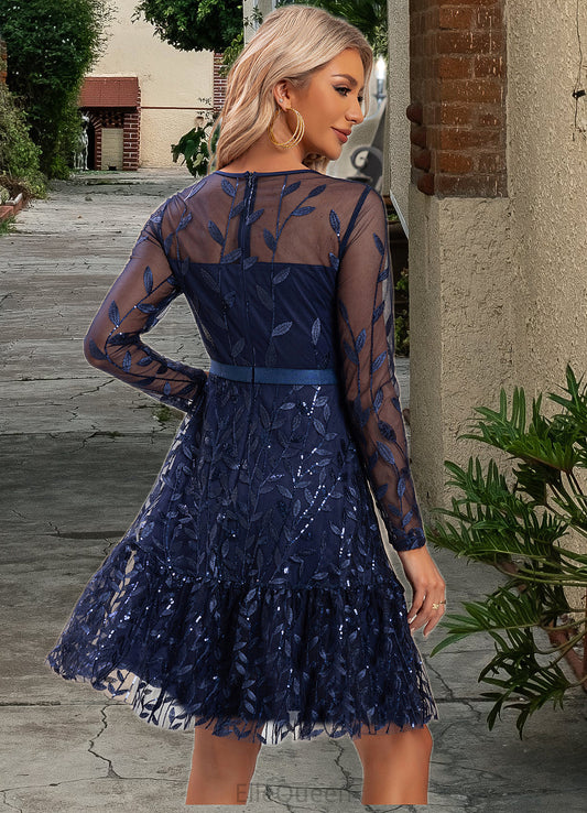 Robin Embroidered Illusion Elegant A-line Tulle Midi Dresses DGP0022267