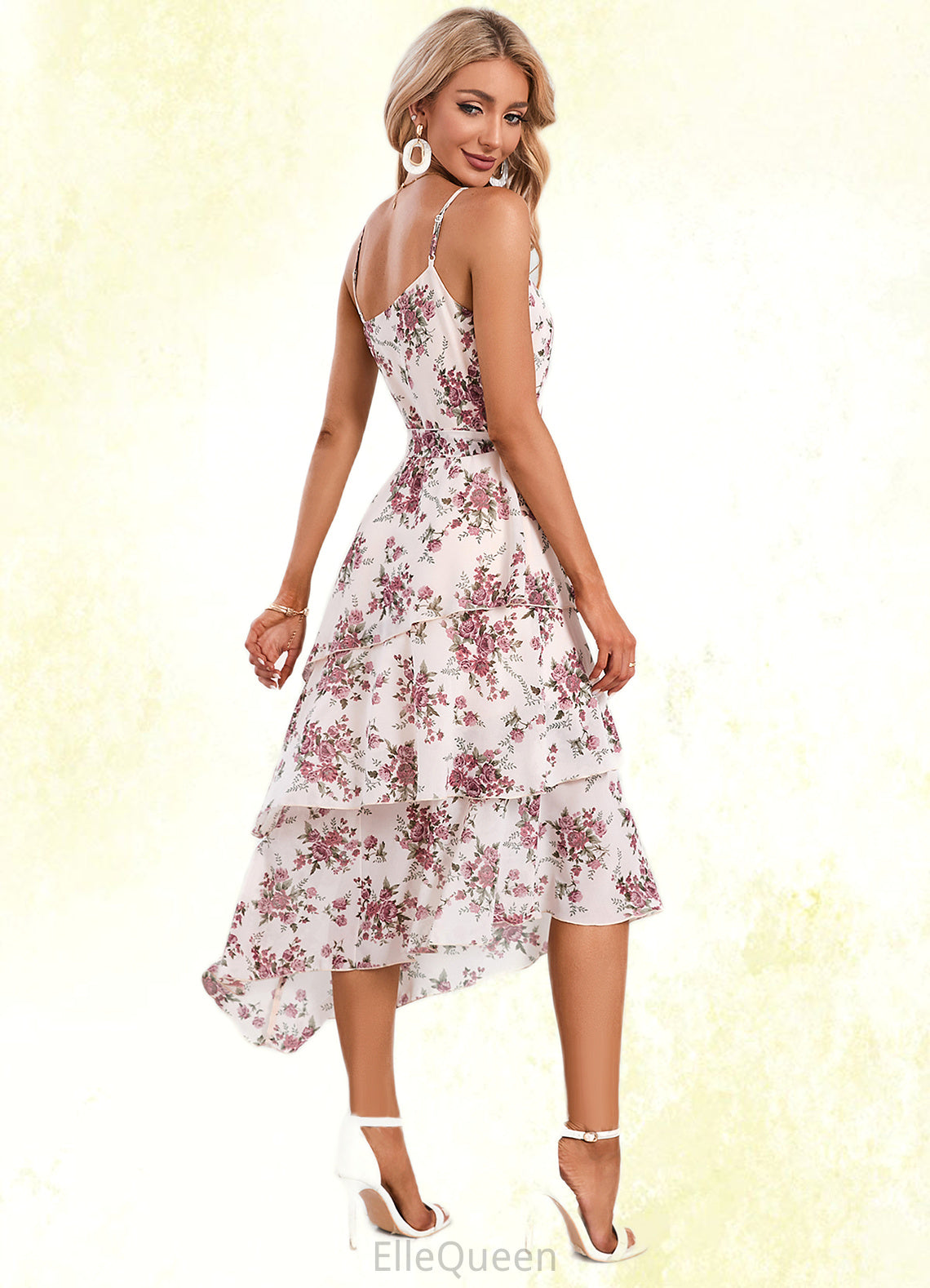 Anaya Floral Print Asymmetrical Elegant A-line Chiffon Asymmetrical Dresses DGP0022338