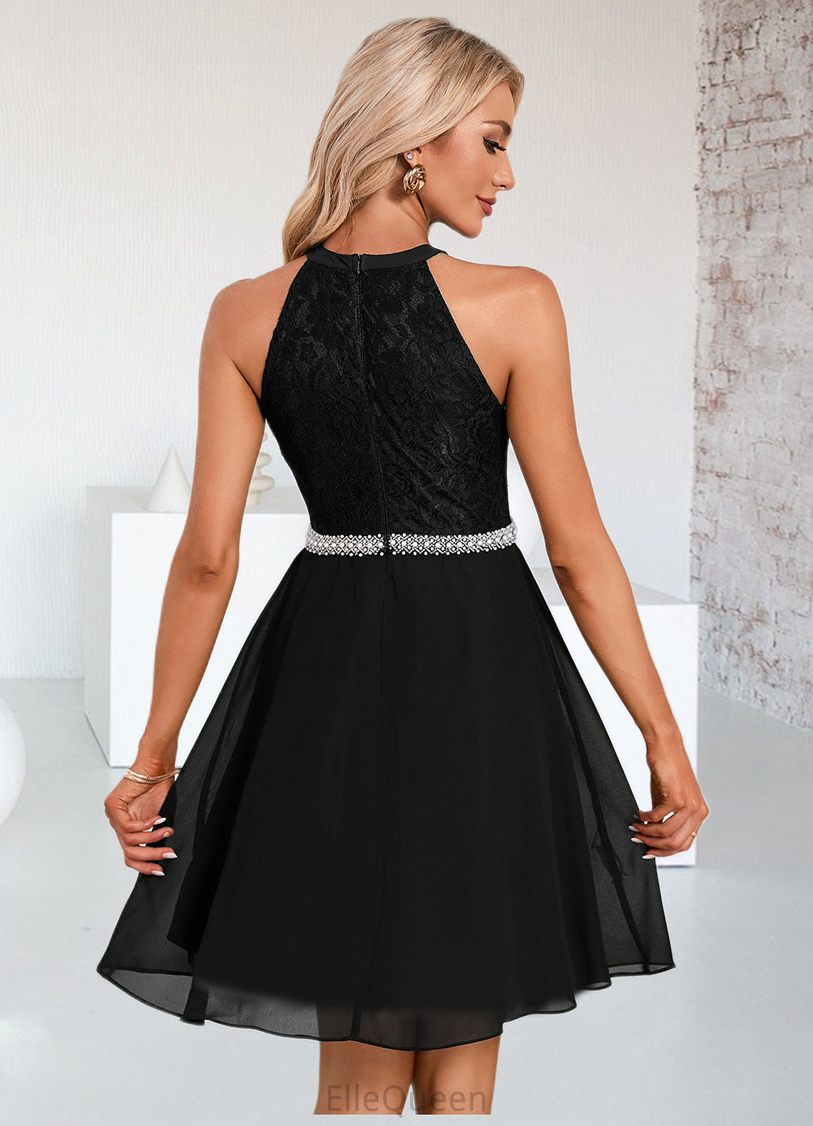 Ruby Beading Scoop Elegant A-line Chiffon Mini Dresses DGP0022354