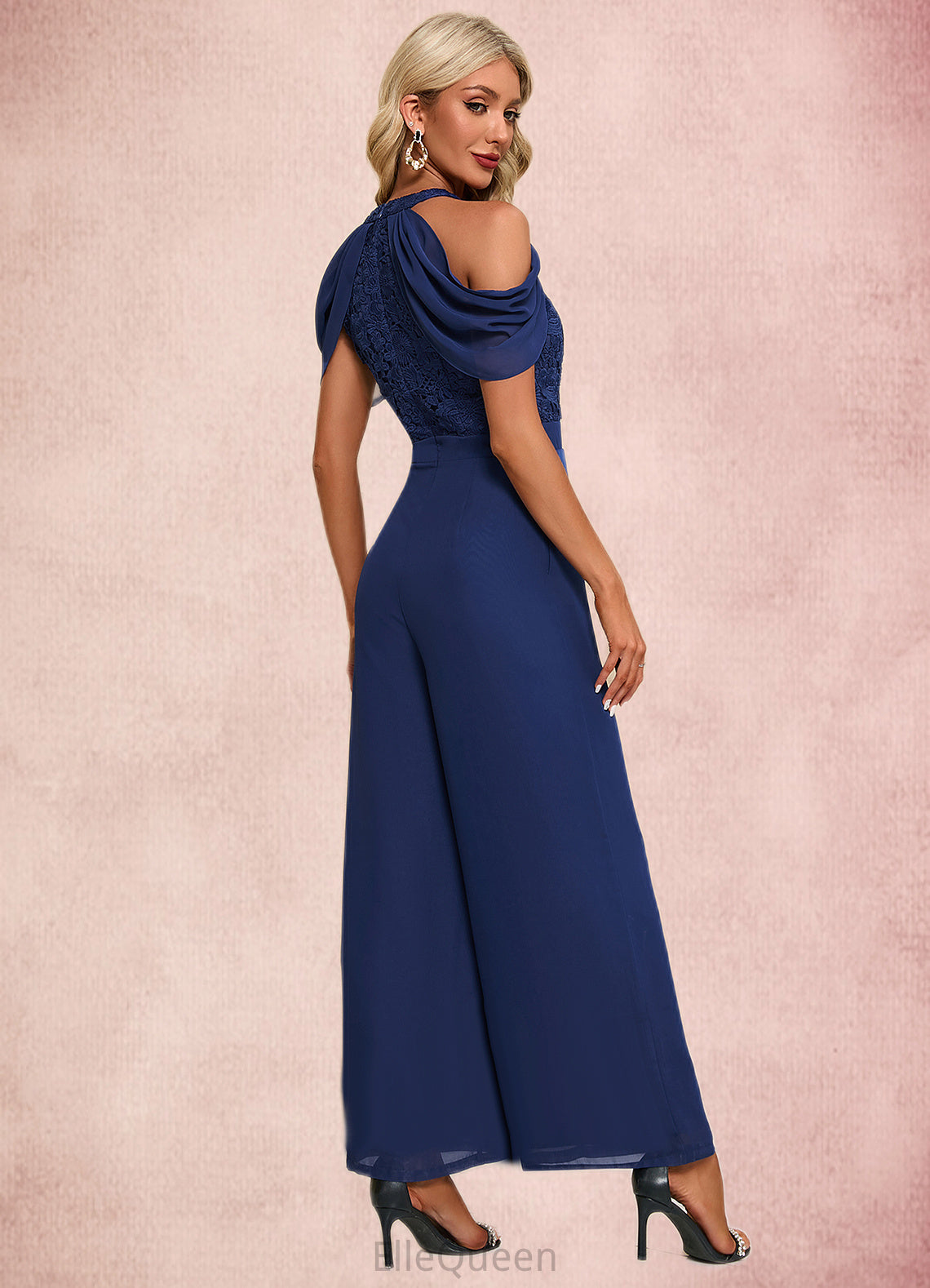 Yoselin Flower Jacquard Off the Shoulder Elegant Jumpsuit/Pantsuit Chiffon Lace Maxi Dresses DGP0022372