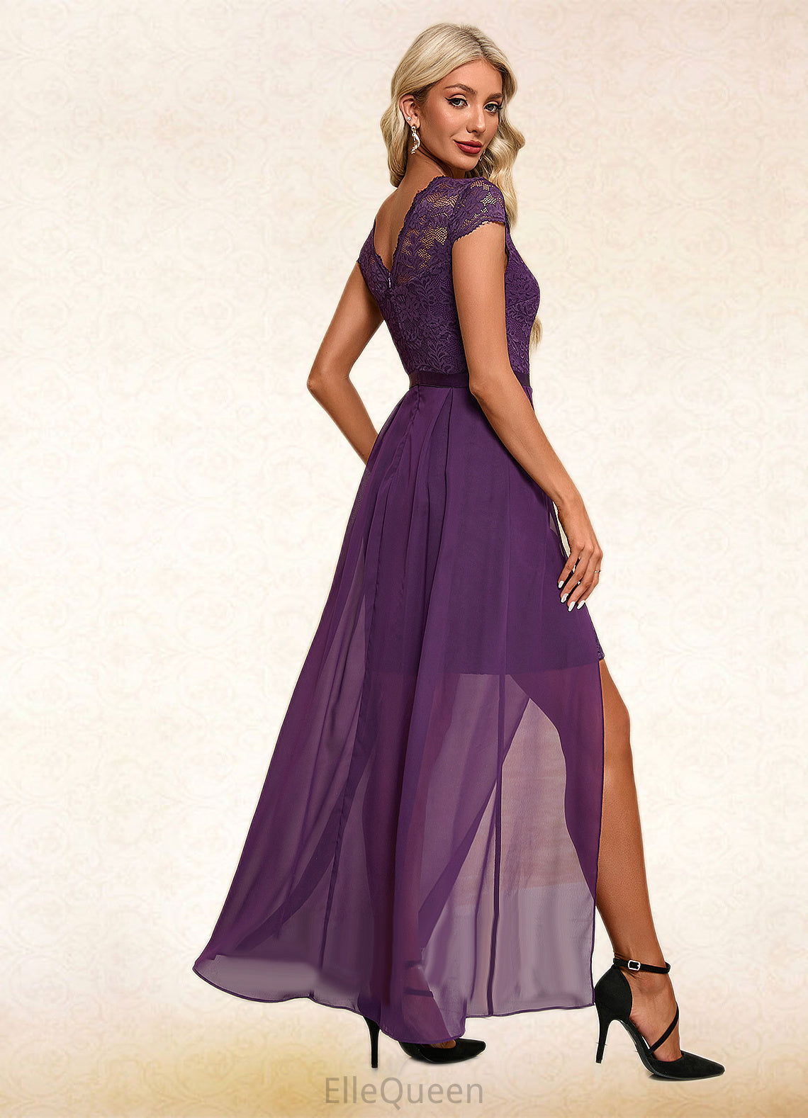 Kenley Illusion Elegant A-line Chiffon Lace Maxi Dresses DGP0022451