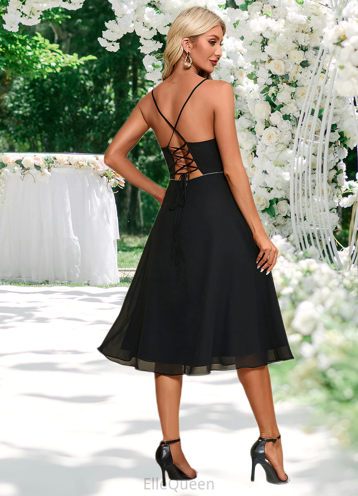 Jennifer Rhinestone Sweetheart Elegant A-line Chiffon Midi Dresses DGP0022455