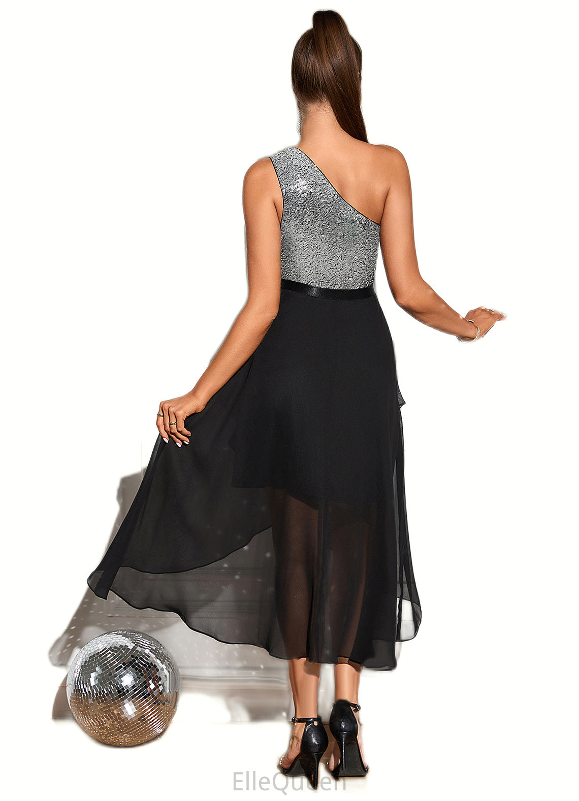 Sophie Sequins One Shoulder Elegant A-line Chiffon Asymmetrical Dresses DGP0022475