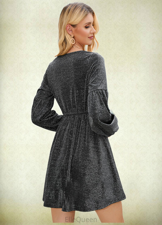 Yadira Sequins V-Neck Elegant A-line Cotton Blends Mini Dresses DGP0022498