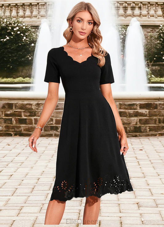 Nathalia V-Neck Elegant A-line Cotton Blends Midi Dresses DGP0022499