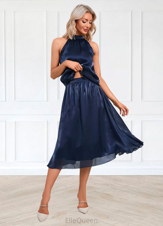 Cassie High Neck Elegant Separates Polyester Dresses DGP0022509
