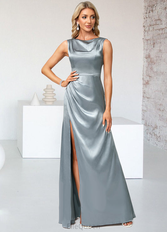 Kaylynn A-line Cowl Scoop Floor-Length Stretch Satin Bridesmaid Dress DGP0022574