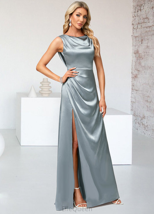 Kaylynn A-line Cowl Scoop Floor-Length Stretch Satin Bridesmaid Dress DGP0022574