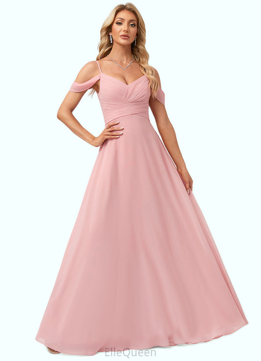 Hayden A-line Cold Shoulder Floor-Length Chiffon Bridesmaid Dress DGP0022602