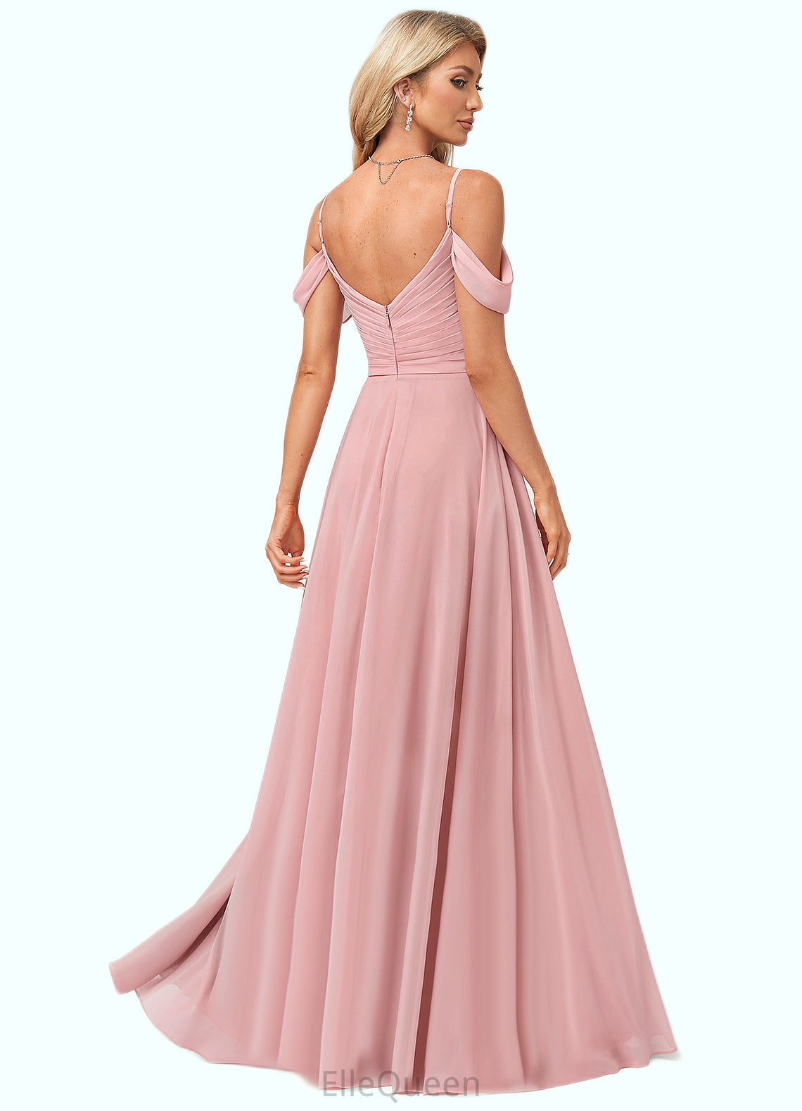 Hayden A-line Cold Shoulder Floor-Length Chiffon Bridesmaid Dress DGP0022602