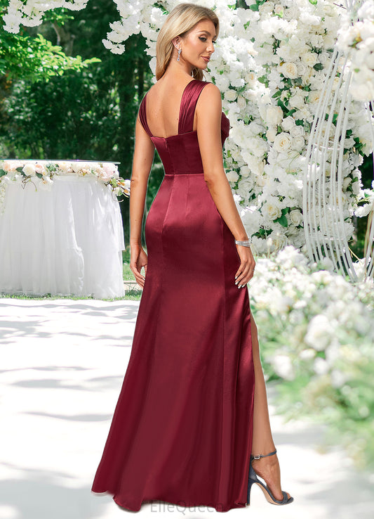 Katelyn A-line Square Floor-Length Stretch Satin Bridesmaid Dress DGP0022607