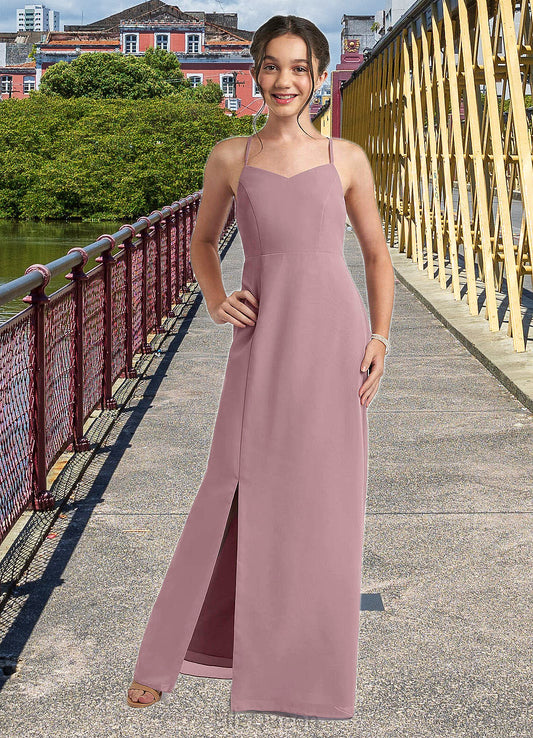 Kiersten A-Line Chiffon Floor-Length Junior Bridesmaid Dress dusty rose DGP0022856