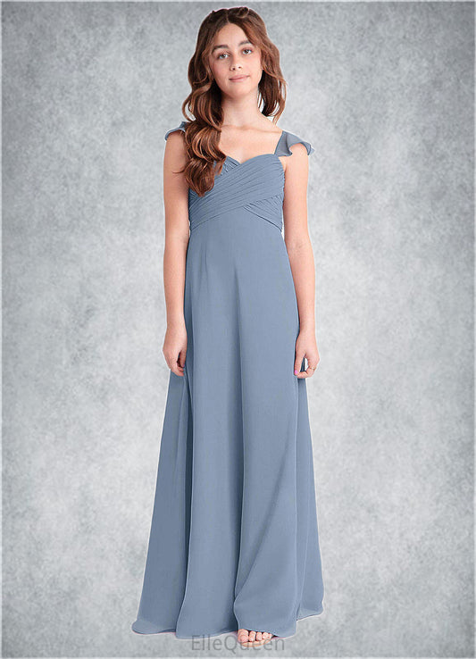 Carlee A-Line Sweetheart Neckline Chiffon Floor-Length Junior Bridesmaid Dress dusty blue DGP0022869