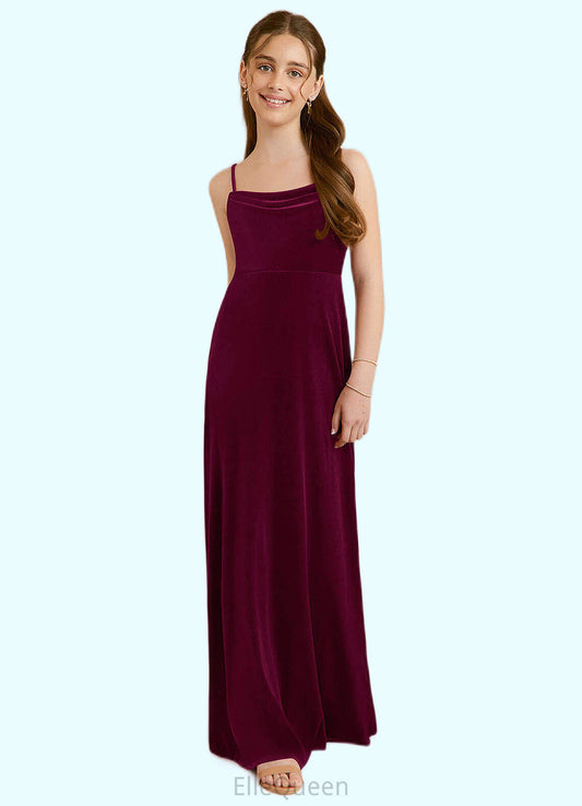 Marissa A-Line Velvet Floor-Length Junior Bridesmaid Dress Cabernet DGP0022870