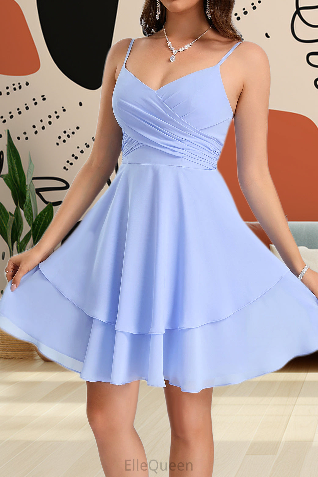 Sophie A-line V-Neck Short/Mini Chiffon Homecoming Dress DGP0020470