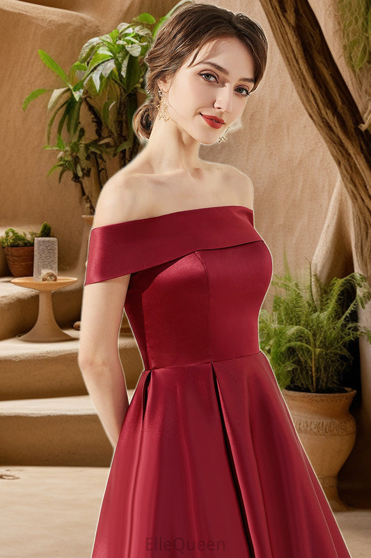 Aliya A-line Off the Shoulder Asymmetrical Satin Homecoming Dress DGP0020532