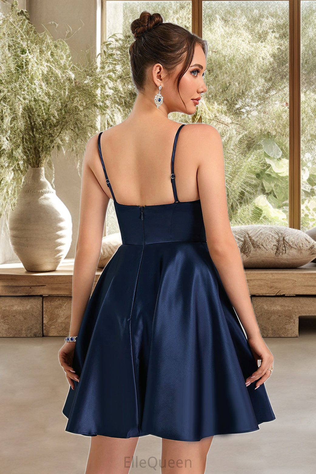 Rachel A-line V-Neck Short/Mini Satin Homecoming Dress DGP0020466