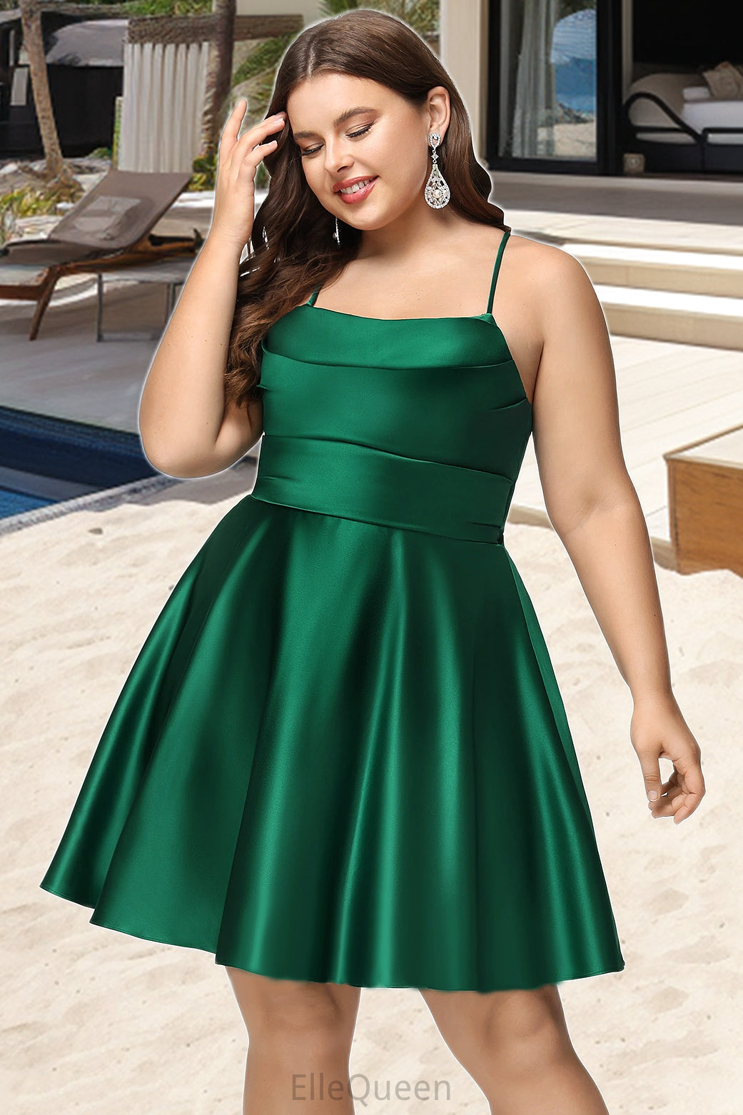 Alula A-line Cowl Short/Mini Satin Homecoming Dress With Pleated DGP0020511